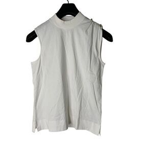Ganni 100% cotton tank top sleeveless white women's size XS NEW WITH TAGS